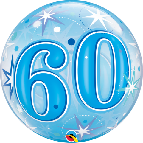 60 Blue Sparkle Starburst Bubble Balloon