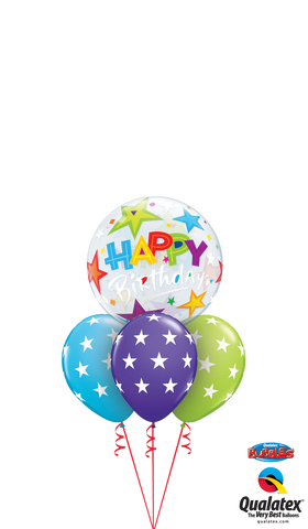 Happy Birthday Bubble Stars Balloon Bouquet