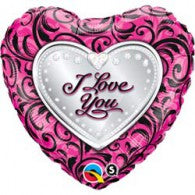 I Love You Sparkle Filigree Foil Balloon