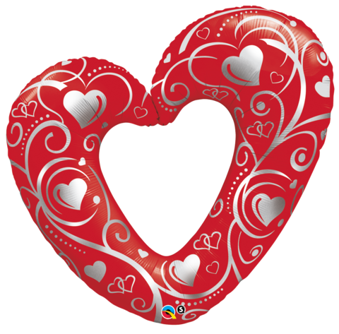 Red Filigree Heart Shape Foil Balloon