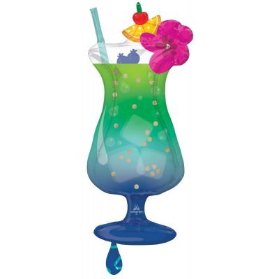 Tropical Blue Hawaiian Drink Shape Foil Balloon